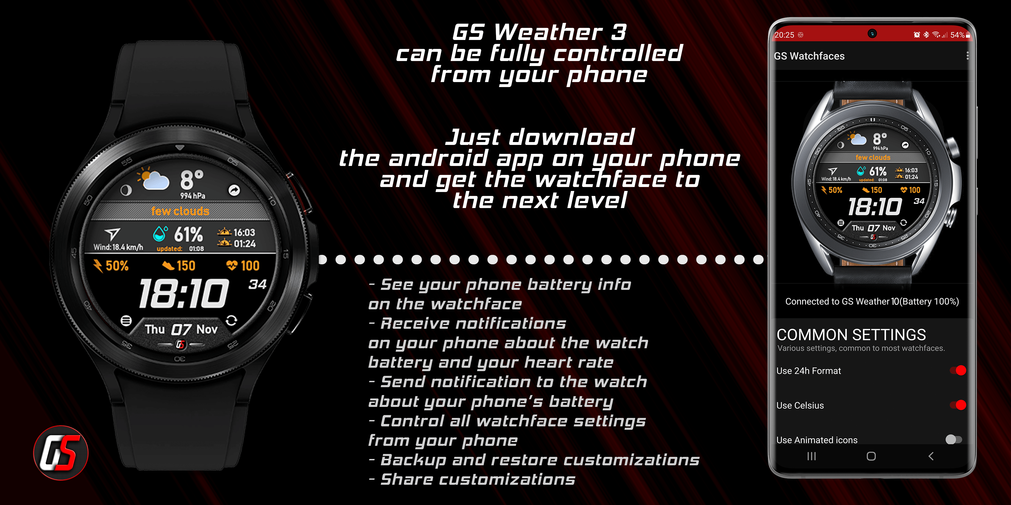 GS Weather 3 now connects to GS Watchfaces companion app