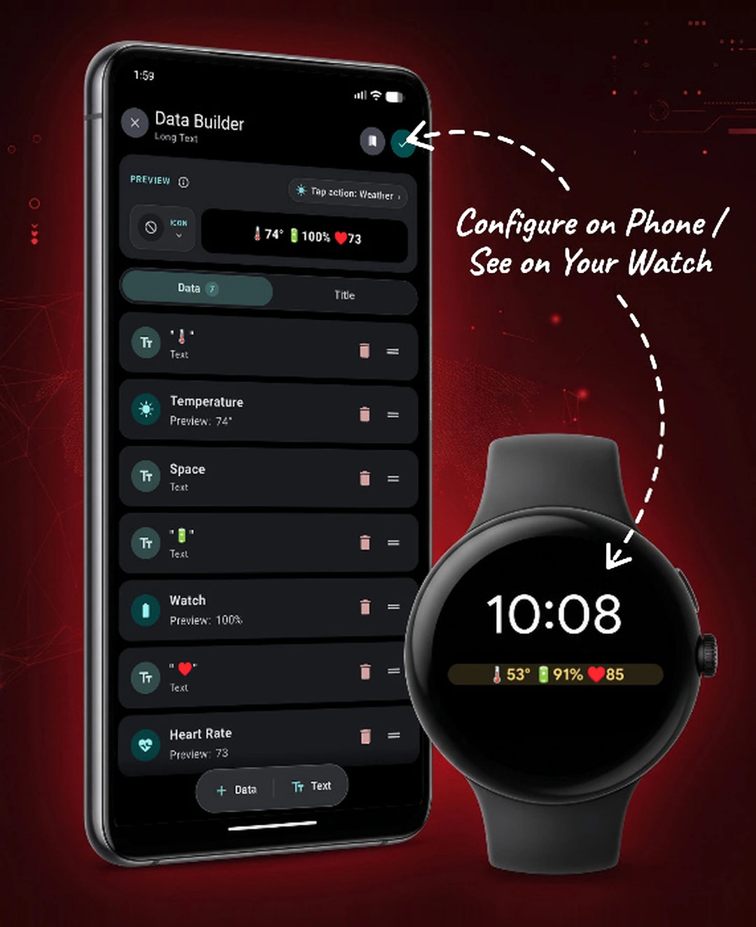 Wear OS Toolset Data Builder — Combine Multiple Metrics, Icons and Tap Actions in 1 Complication Slot
