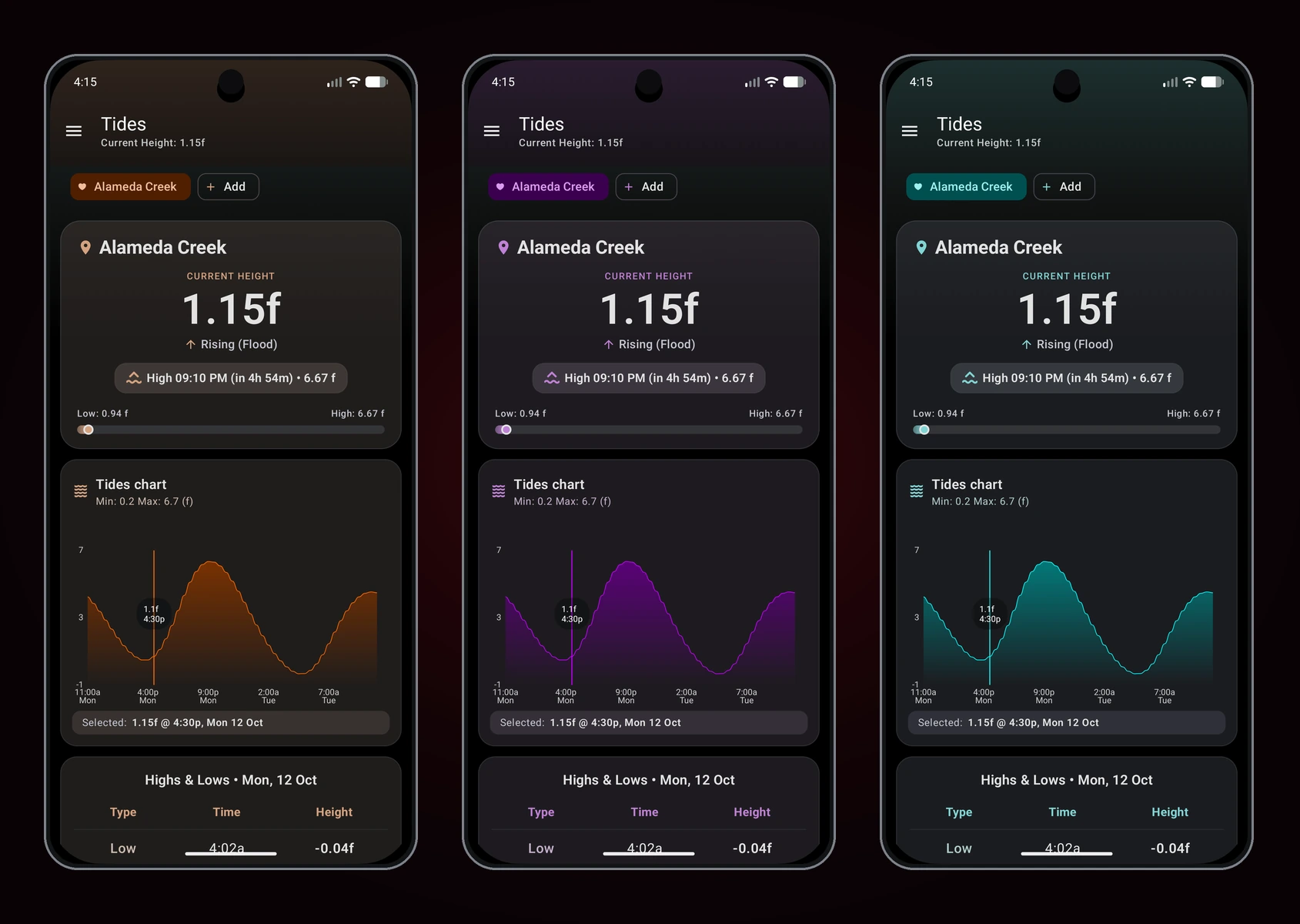 Wear OS Toolset Color Themes — Vibrant Orange, Purple and Cyan Material 3 Themes